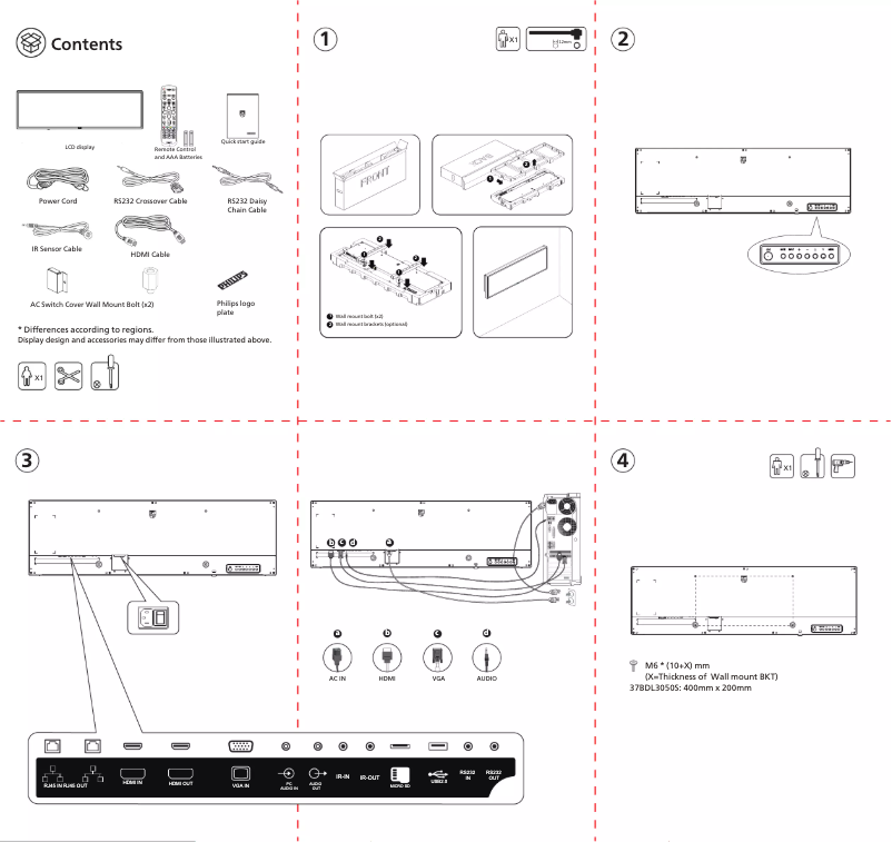 Page 1 of the manual Quick Start Guide Philips 37BDL3050S