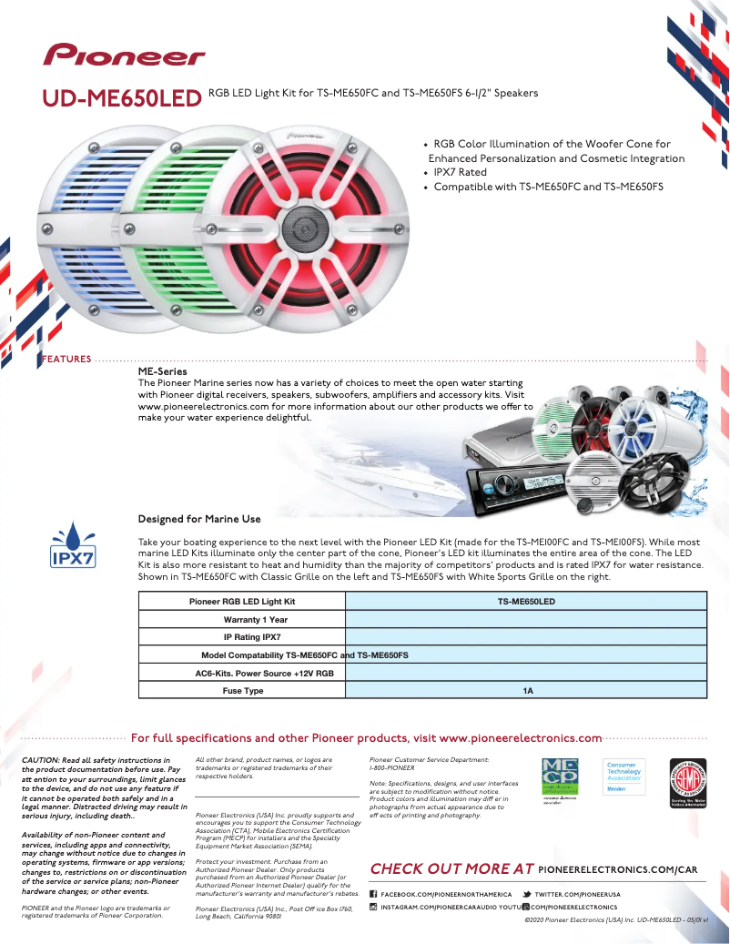 Page 1 de la notice Brochure Pioneer UD-ME650LED