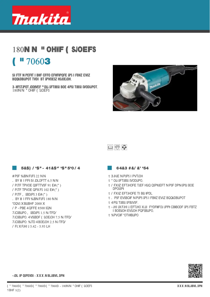 Page 1 de la notice Fiche technique Makita GA7060R