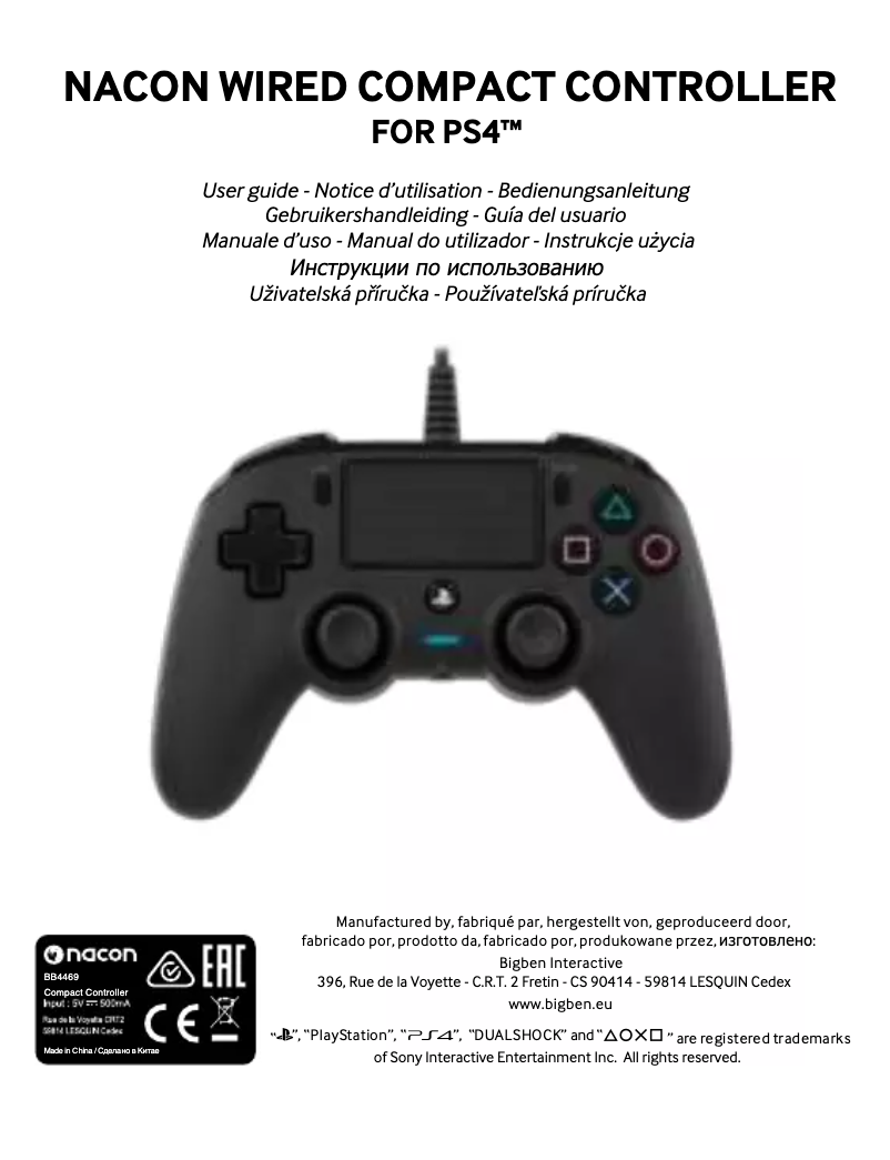 Image de la première page du manuel de l'appareil Wired Compact Controller PS4