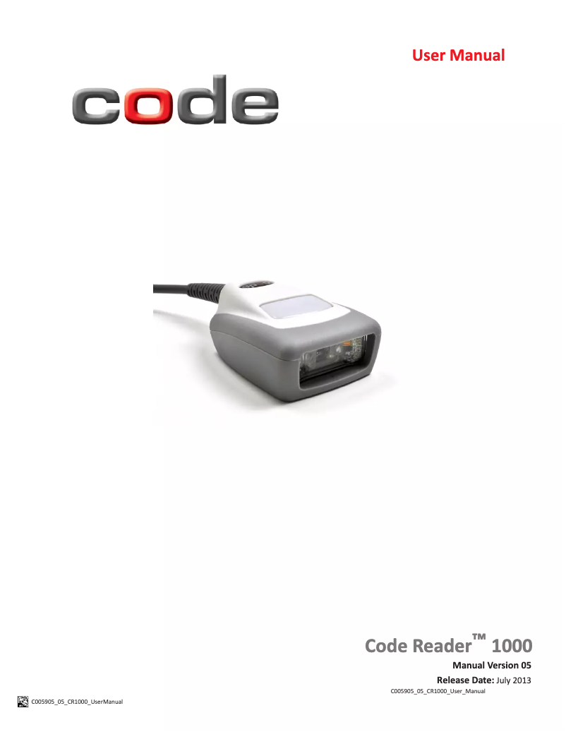 Page n°1 - Manuel utilisateur Code Corporation CR1000