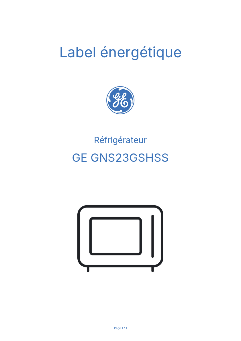 Image de la première page du manuel de l'appareil GNS23GSHSS