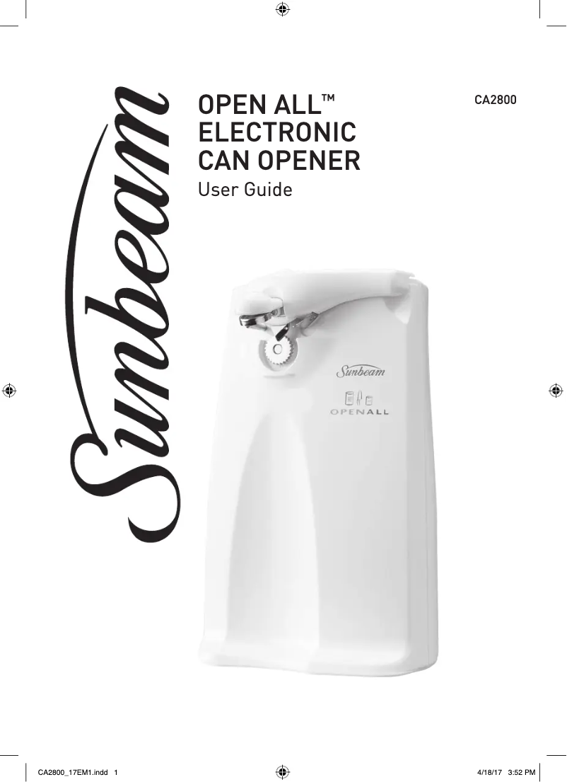 Page 1 de la notice Manuel utilisateur Sunbeam Open All CA2800