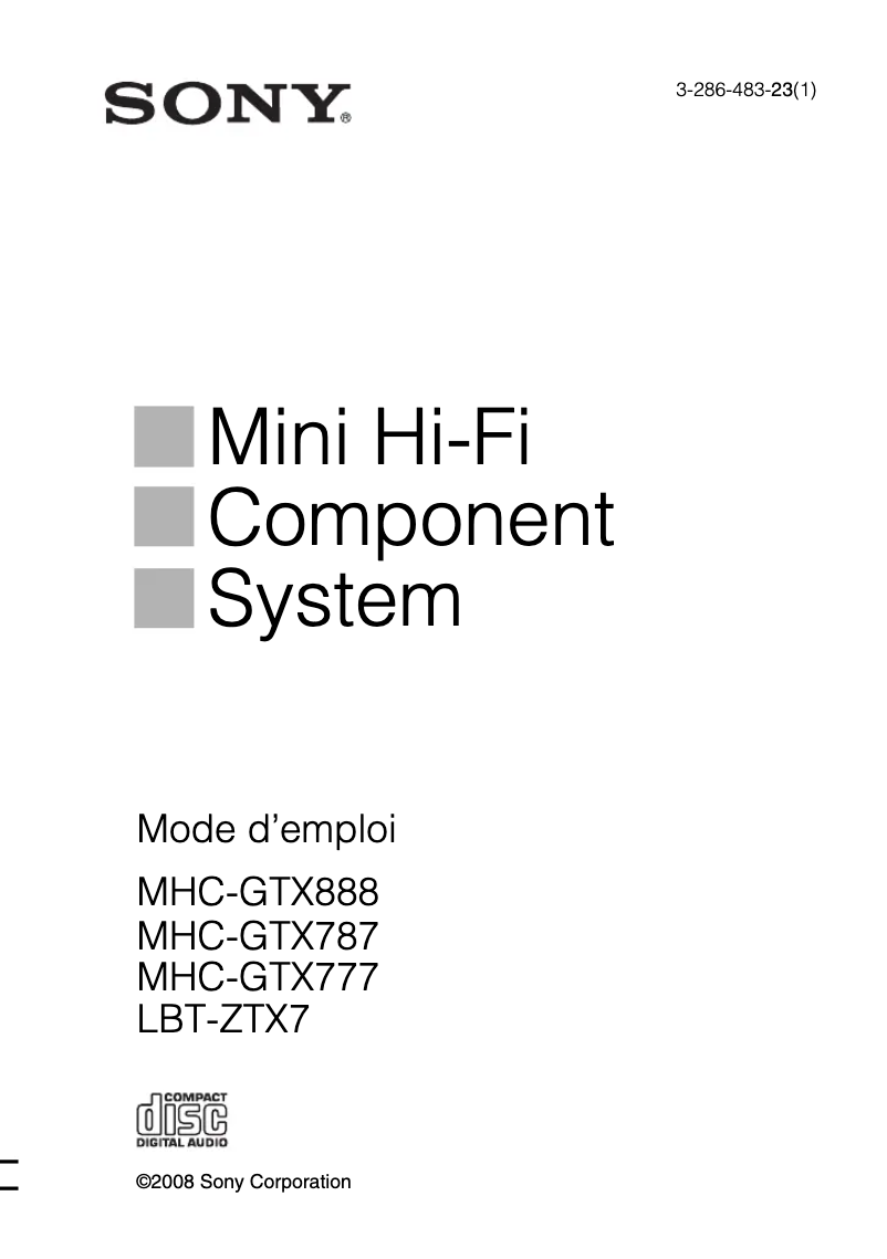 Image de la première page du manuel de l'appareil MHC-GTX777