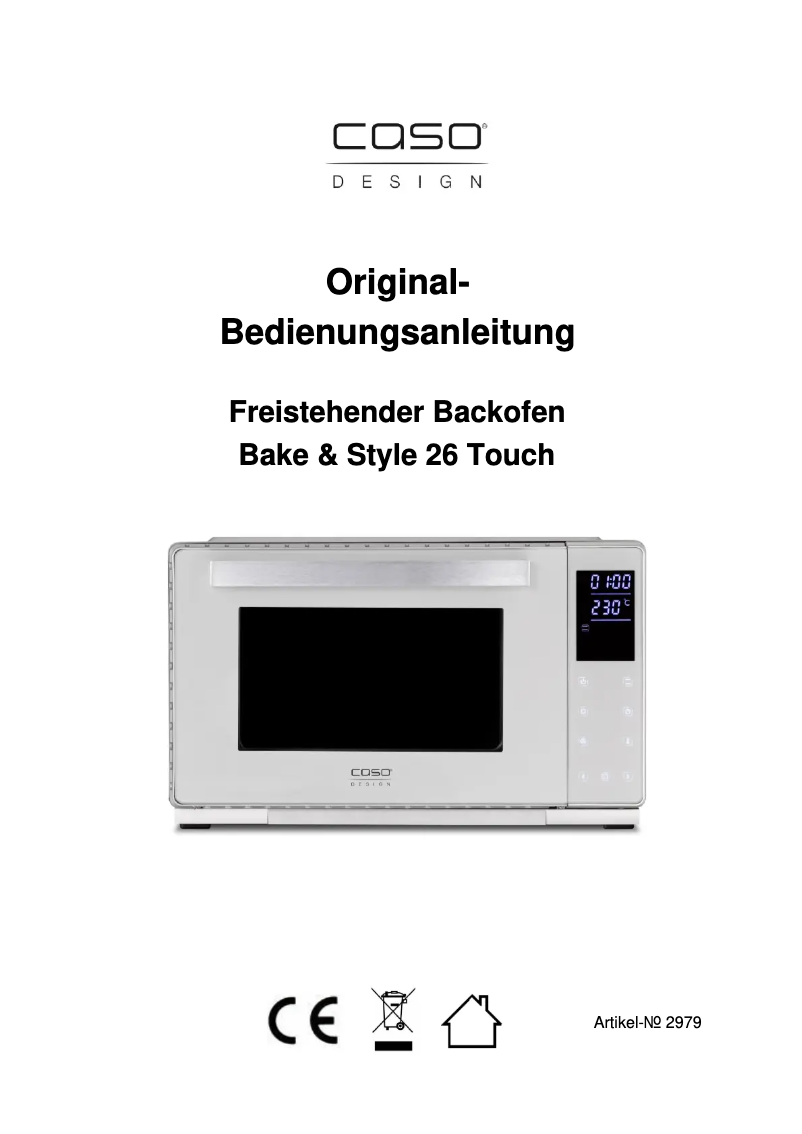Page 1 de la notice Manuel utilisateur Caso Bake & Style 26 Touch