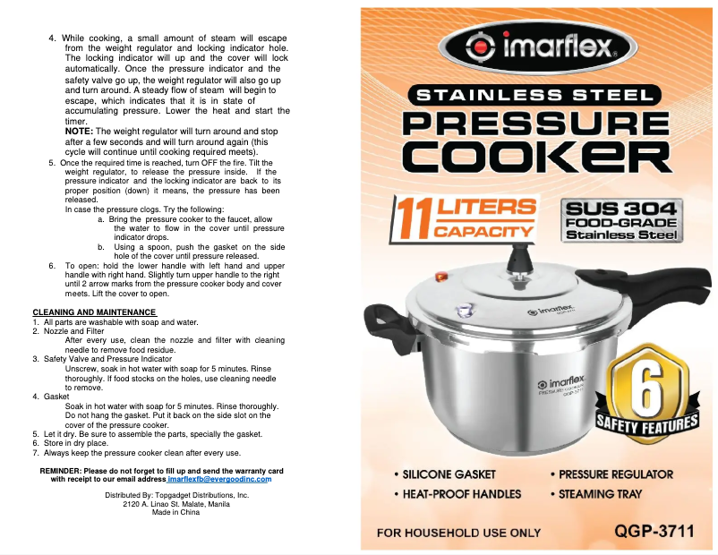 Page n°1 - Manuel utilisateur Imarflex QGP-3711