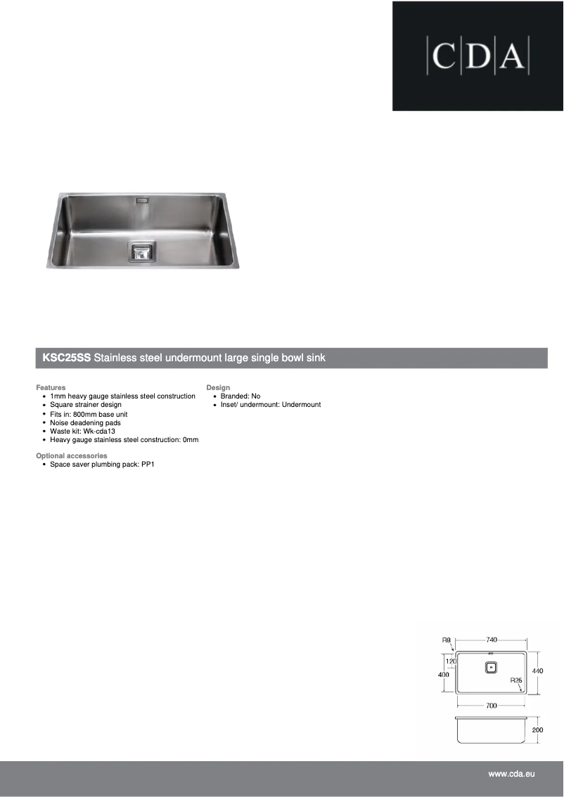 Página 1 del manual Ficha técnica CDA KSC25SS