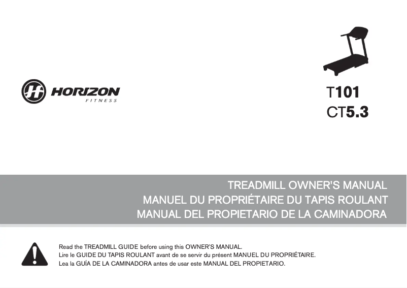 Page 1 de la notice Manuel utilisateur Horizon Fitness CT5.3