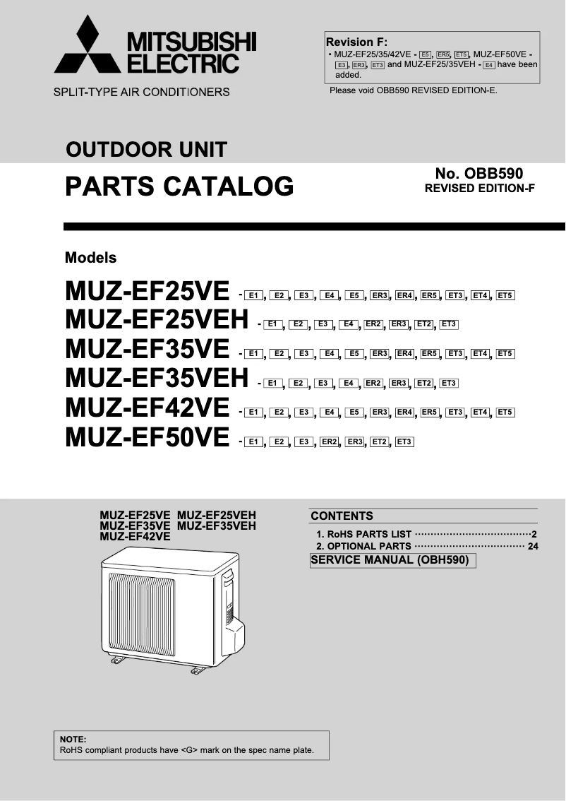Page 1 de la notice Manuel utilisateur Mitsubishi MUZ-EF42VE