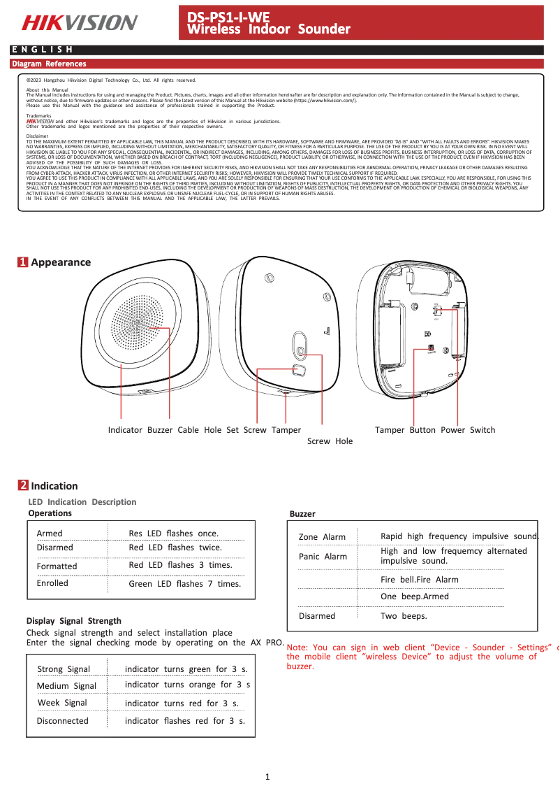 Image de la première page du manuel de l'appareil DS-PS1-I-WE