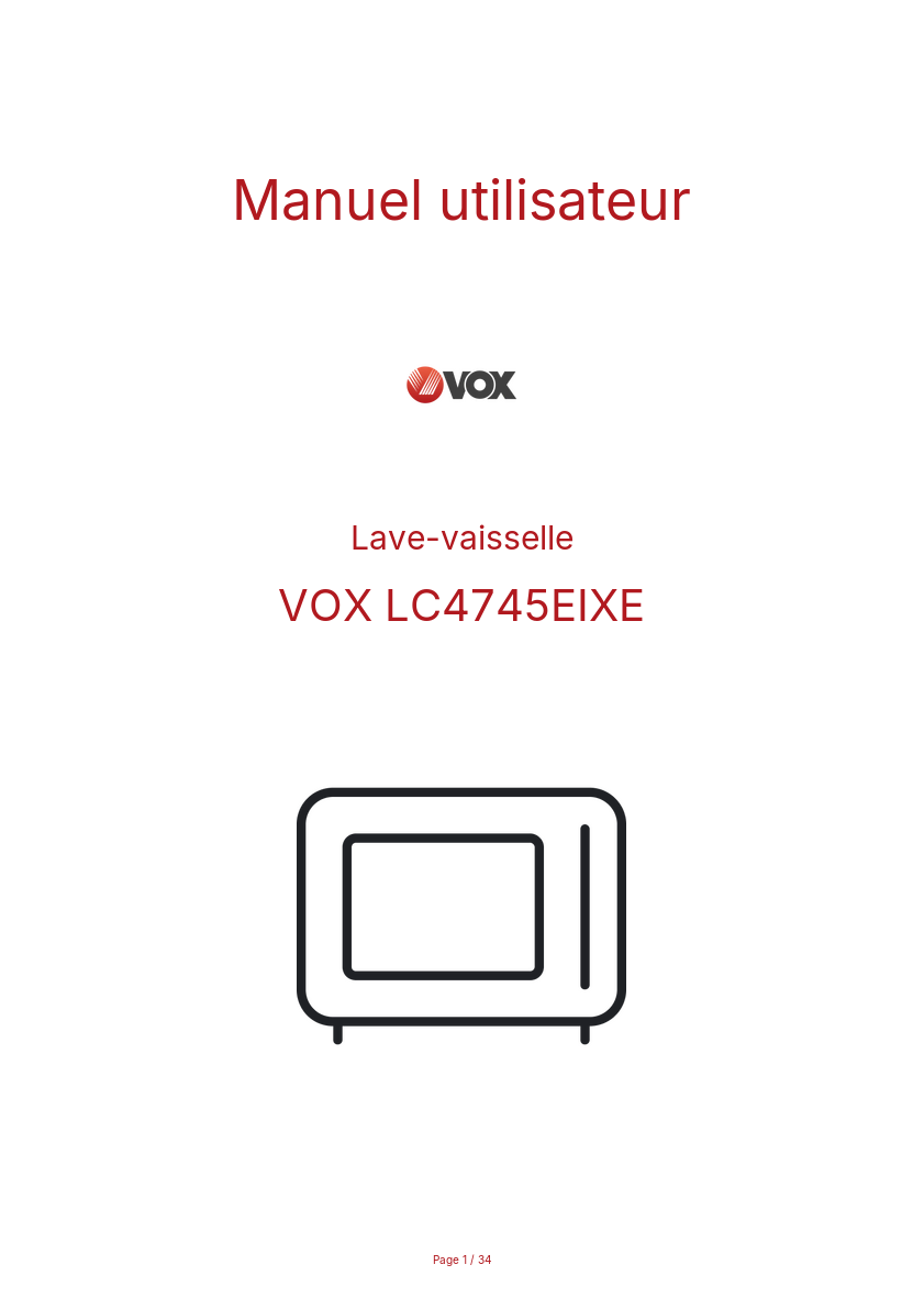 Page n°1 - Manuel utilisateur VOX LC4745EIXE