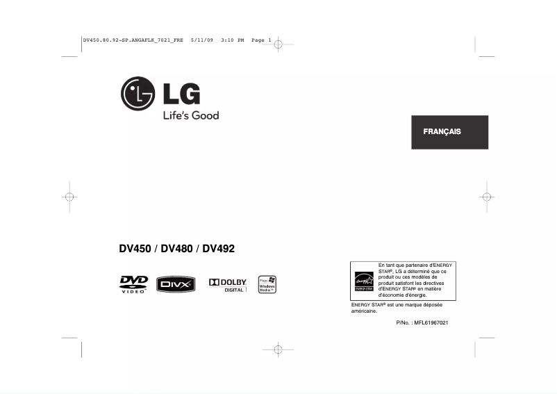 Page 1 de la notice Manuel utilisateur LG DV450