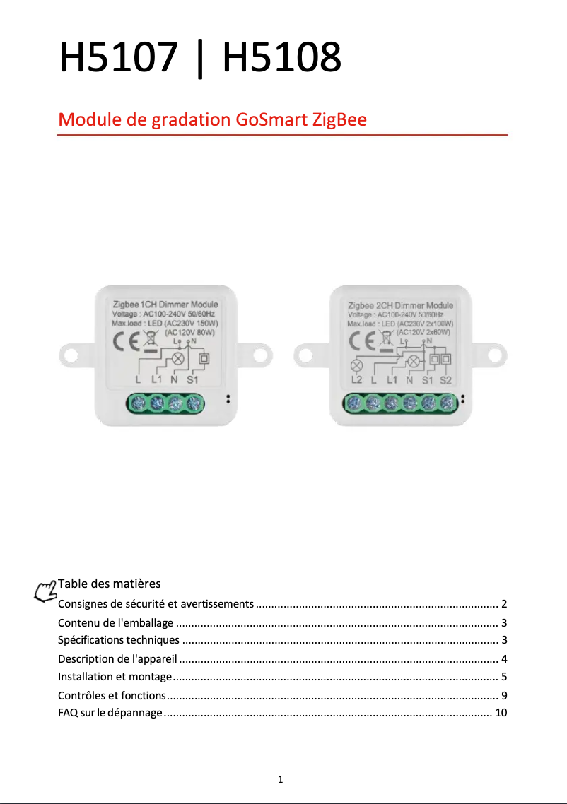 Image de la première page du manuel de l'appareil H5107