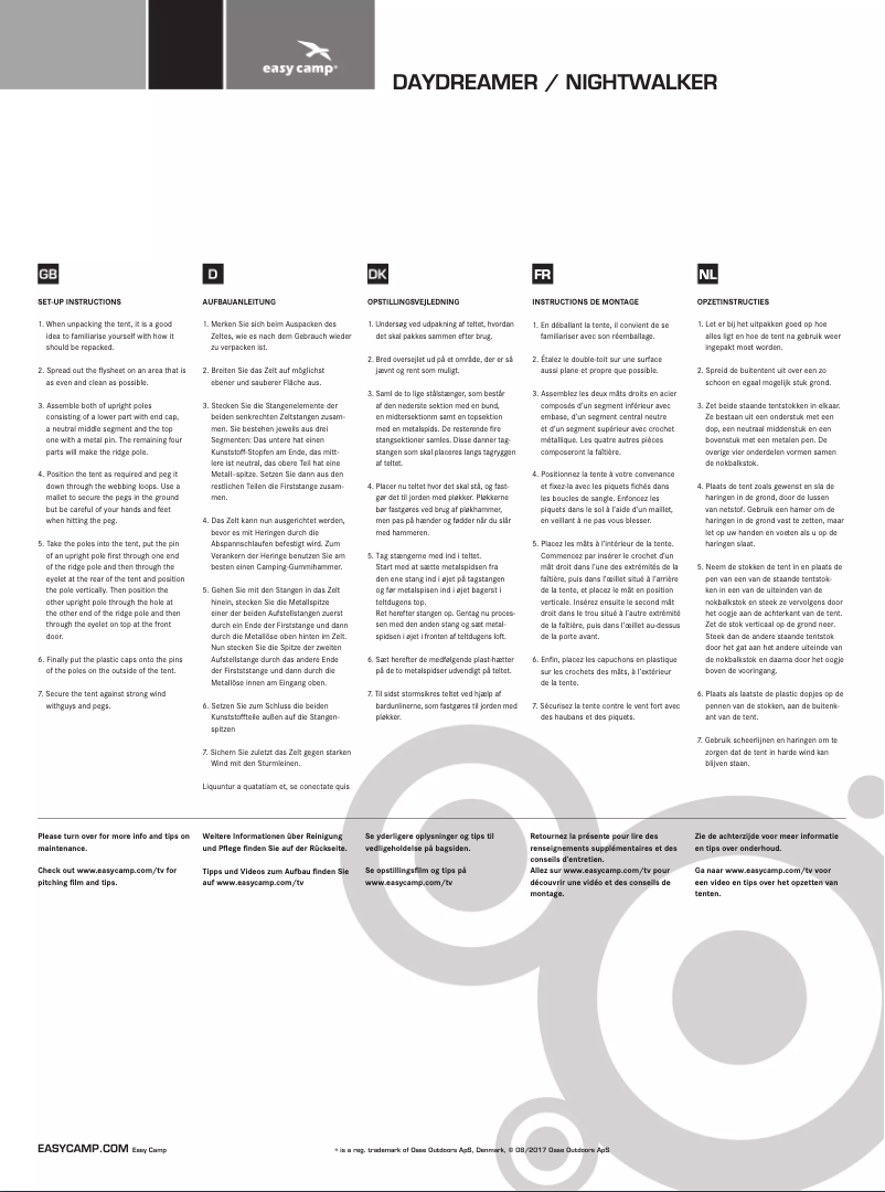 Imagen de la primera página del manual del dispositivo Nightwalker