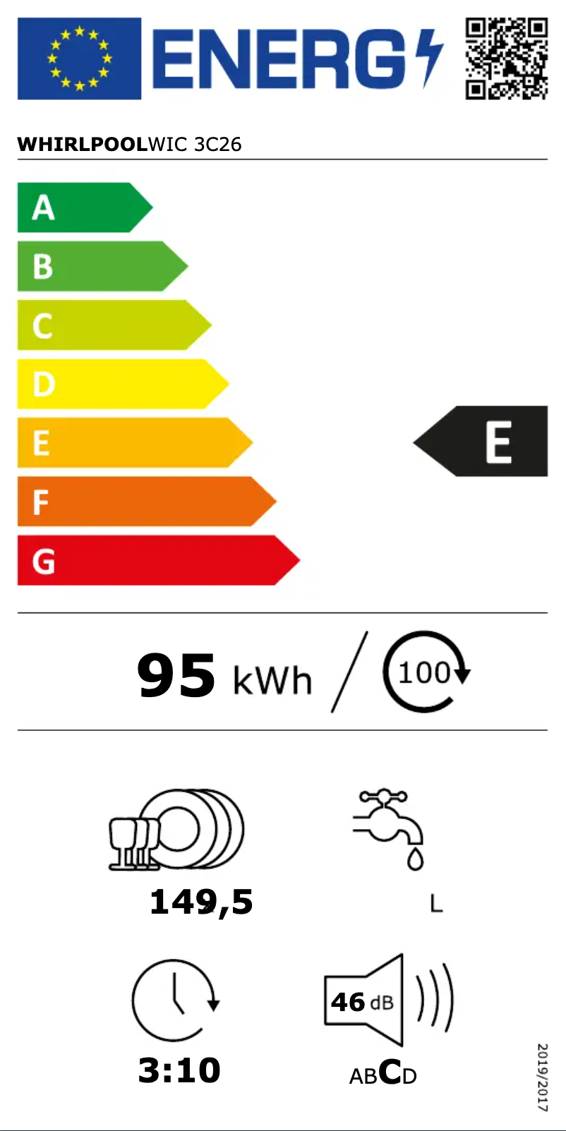 Page n°1 - Label énergétique Whirlpool WIC 3C26