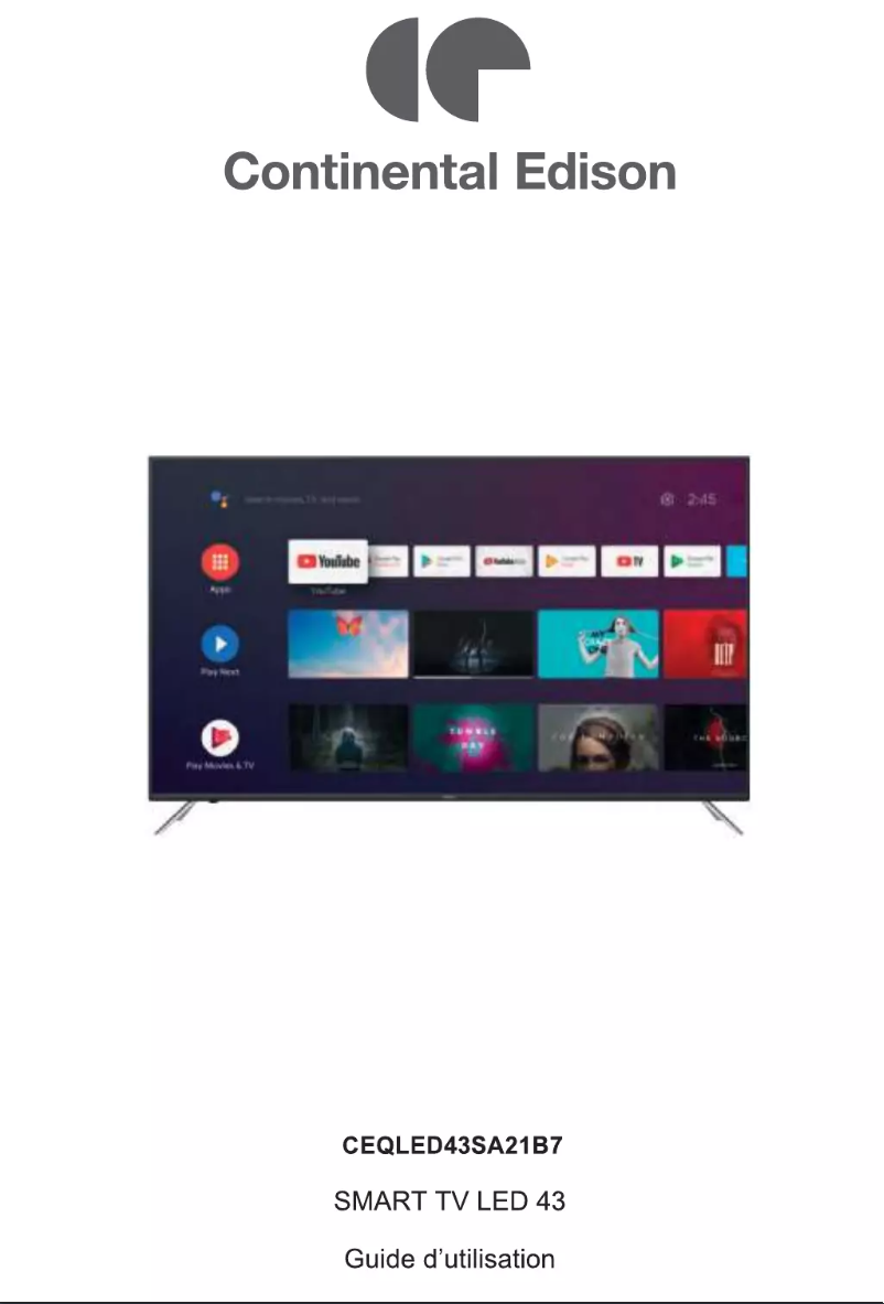 Página 1 del manual Manual de usuario Continental Edison CEQLED43SA21B7