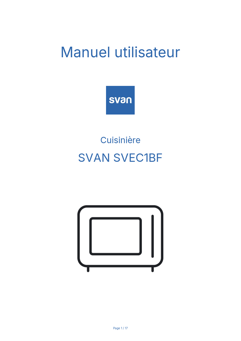 Page n°1 - Manuel utilisateur SVAN SVEC1BF
