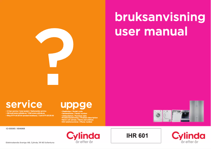 Page 1 de la notice Manuel utilisateur Cylinda IHR 601