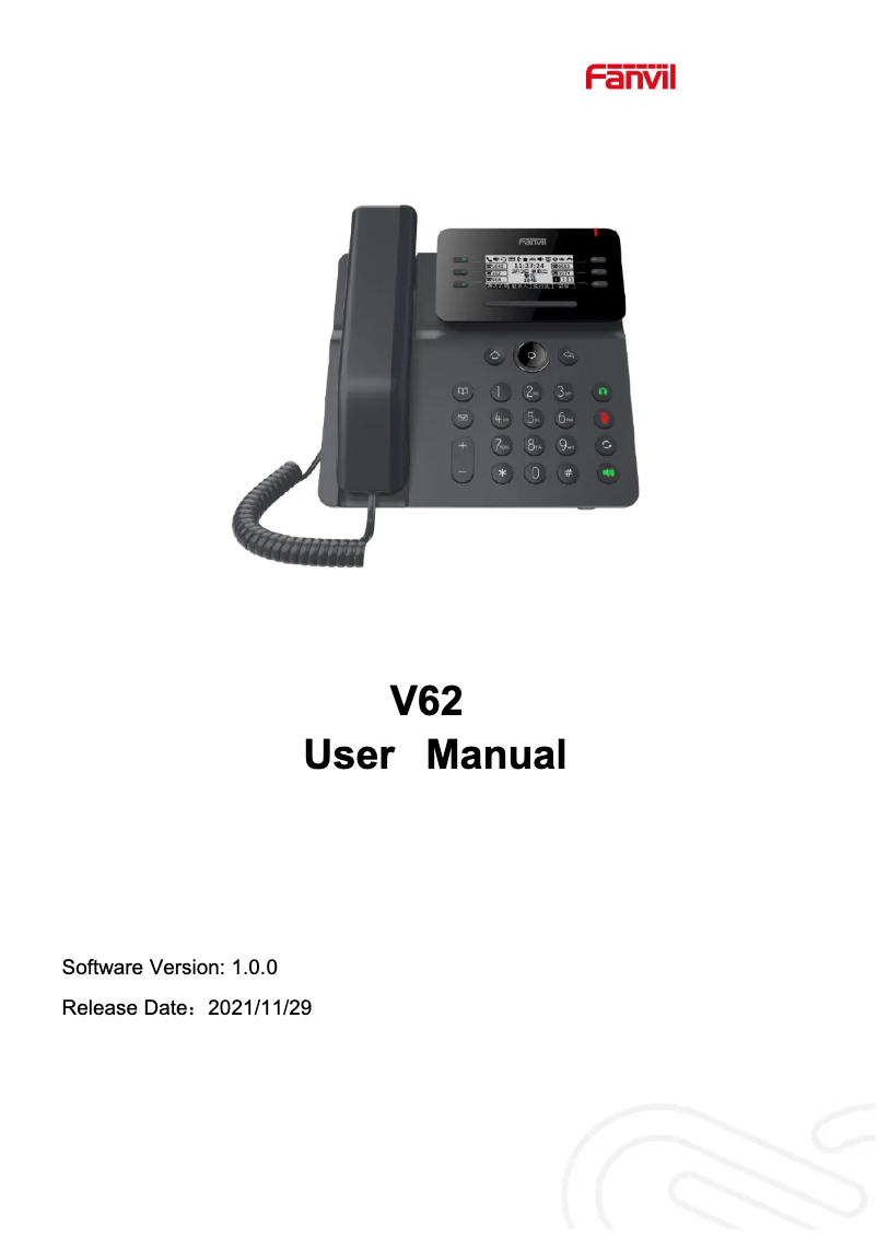 Page 1 de la notice Manuel utilisateur Fanvil V62