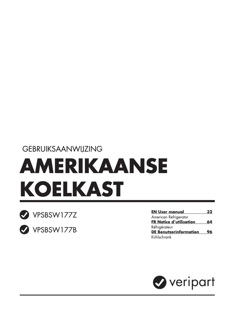 Page 1 de la notice Manuel utilisateur Veripart VPSBSW177Z