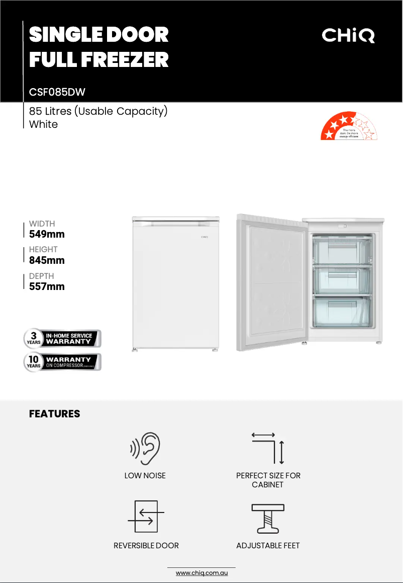 Page 1 de la notice Fiche technique CHiQ CSF085DW