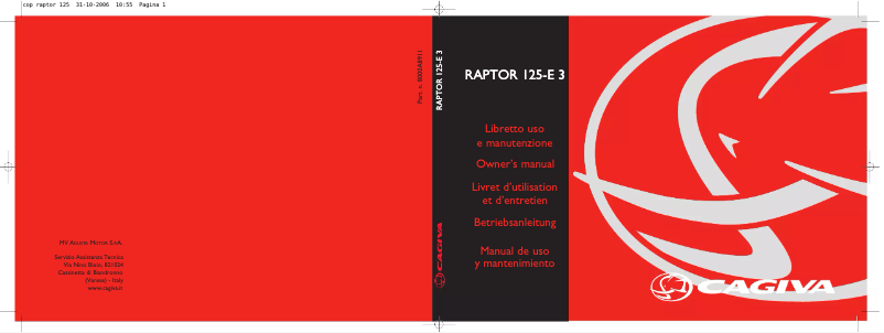 Page 1 de la notice Manuel utilisateur Cagiva Raptor 125 (2010)
