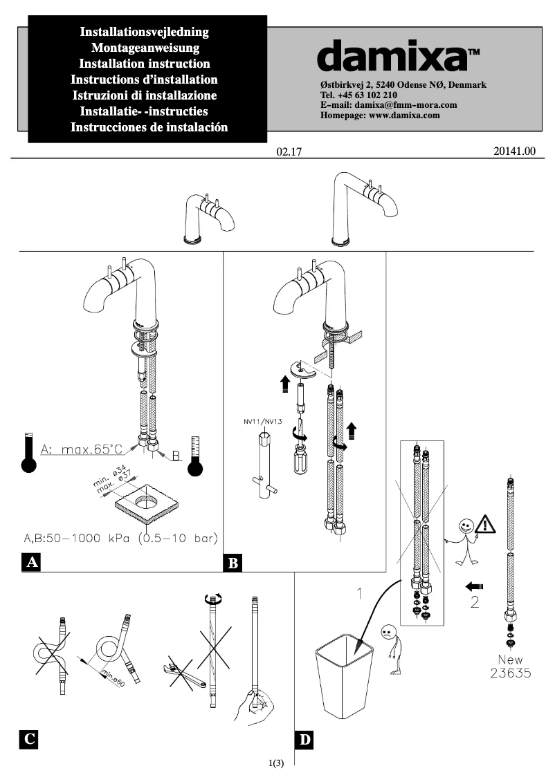 Page n°1 - Manuel utilisateur Damixa 7300000