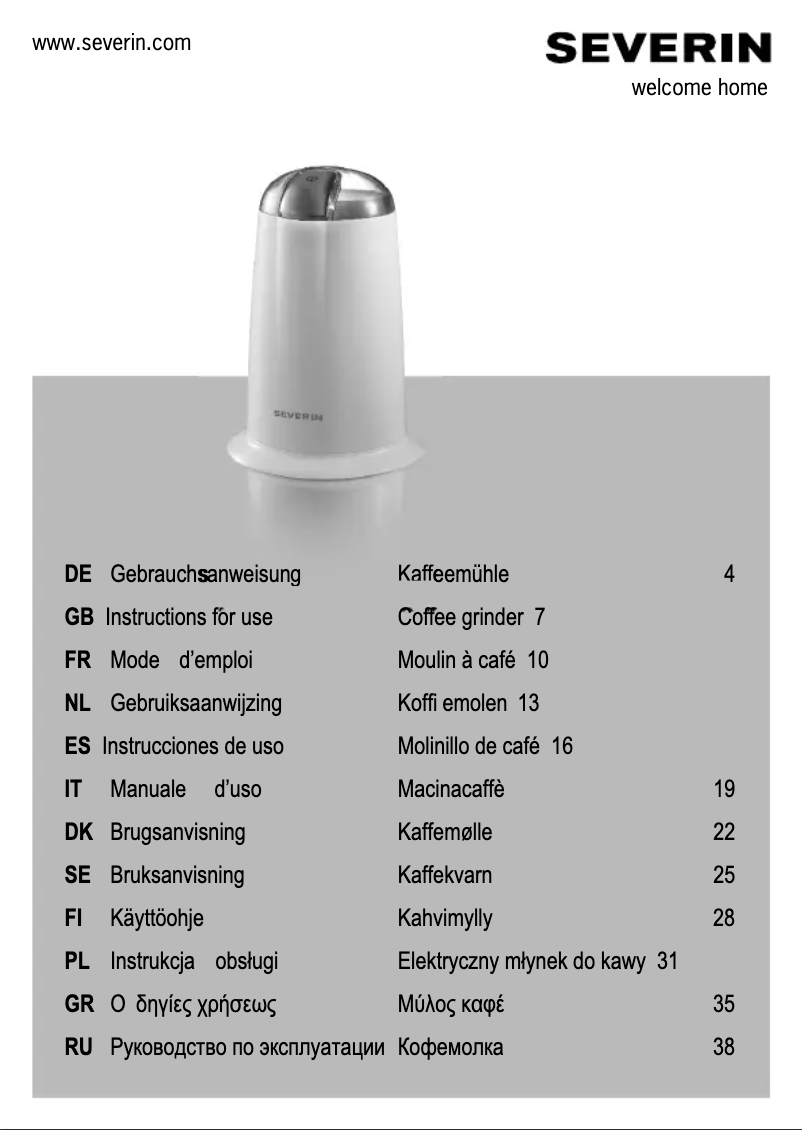 Page n°1 - Manuel utilisateur Severin KM 3868