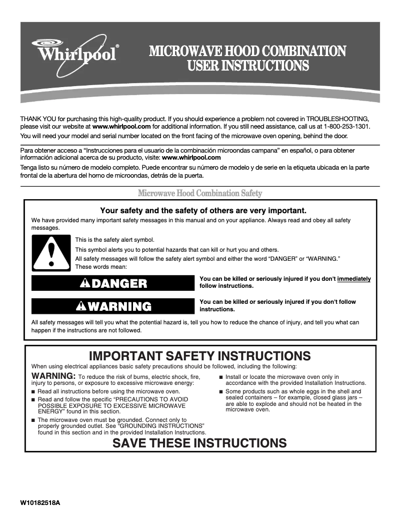 Image de la première page du manuel de l'appareil WMH2175XVT