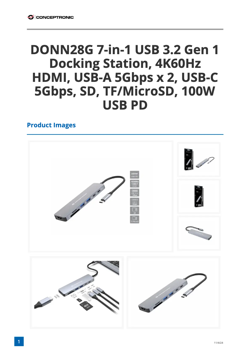 Page n°1 - Fiche technique Conceptronic DONN28G