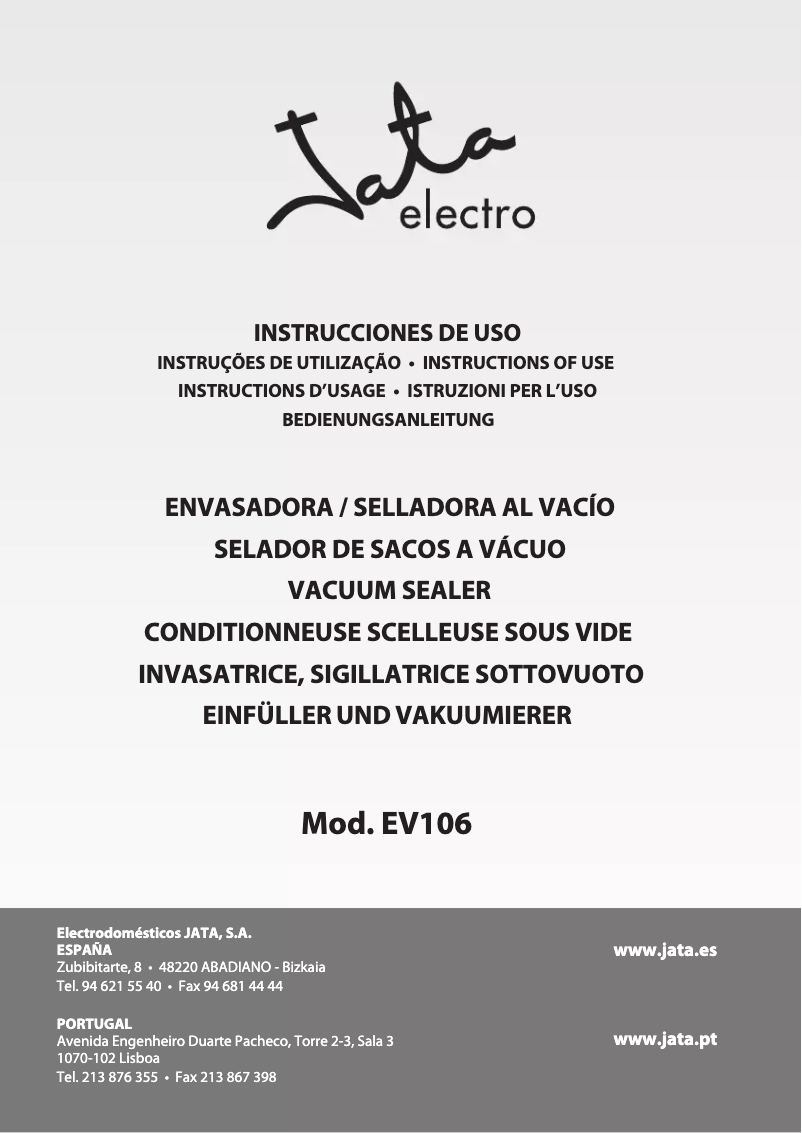 Page n°1 - Manuel utilisateur Jata EV106