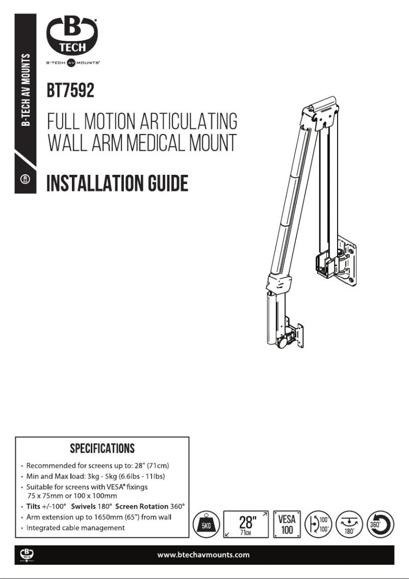 Page n°1 - Guide d'installation B-Tech BT7592