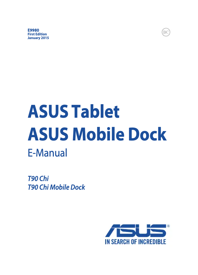 Page 1 de la notice Manuel utilisateur Asus Transformer Book T90 Chi