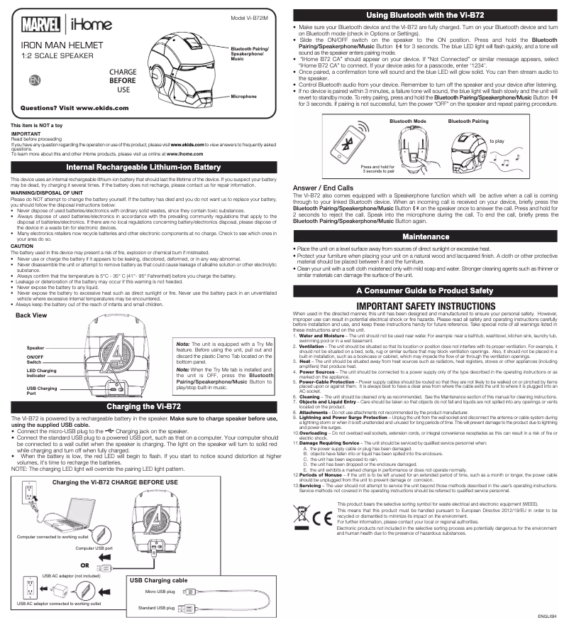 Página 1 del manual Manual de usuario iHome VI-B72IM