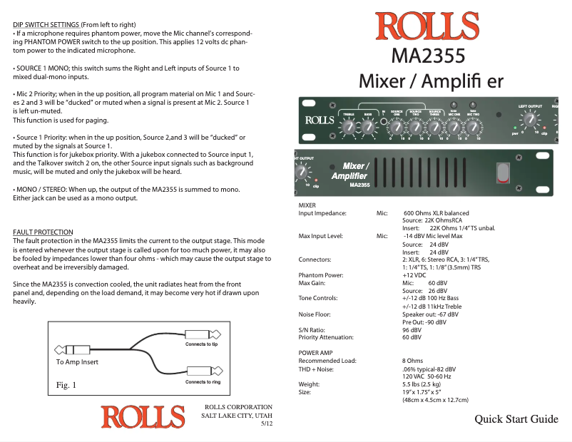 First page image of the manual for MA2355