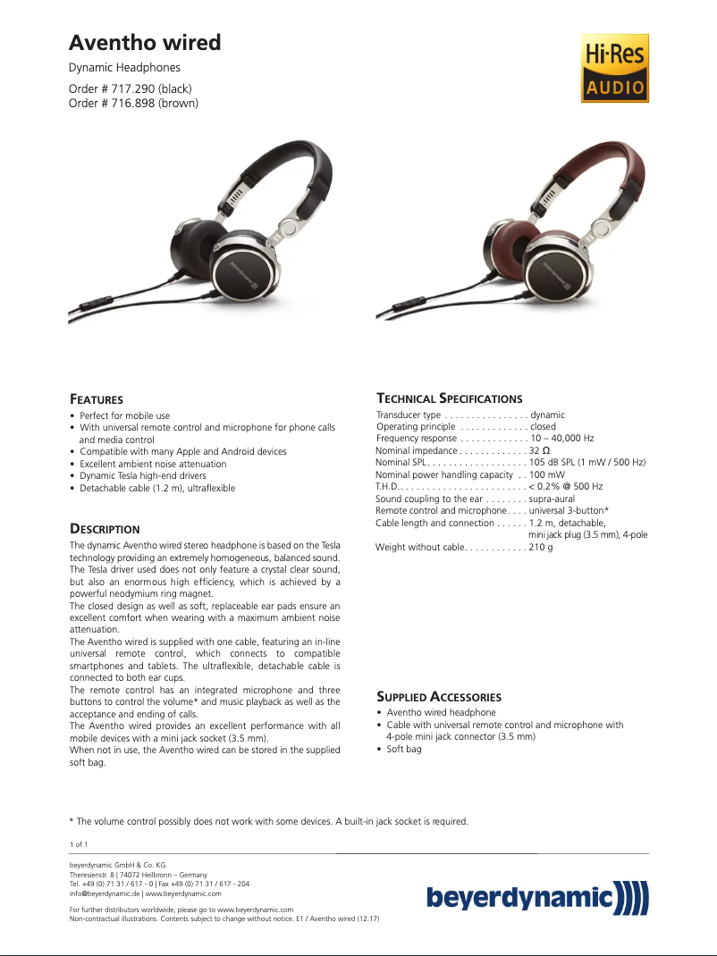 Image de la première page du manuel de l'appareil Aventho Wired