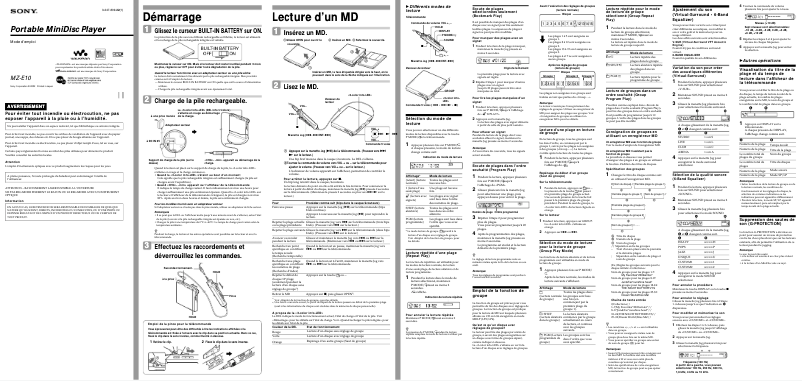 Image de la première page du manuel de l'appareil MZ-E10