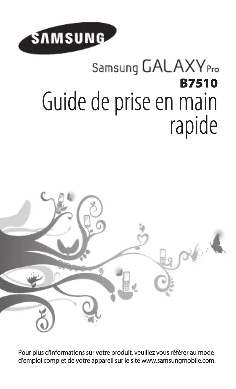 Page 1 de la notice Guide d'installation Samsung Galaxy Pro GT-B7510