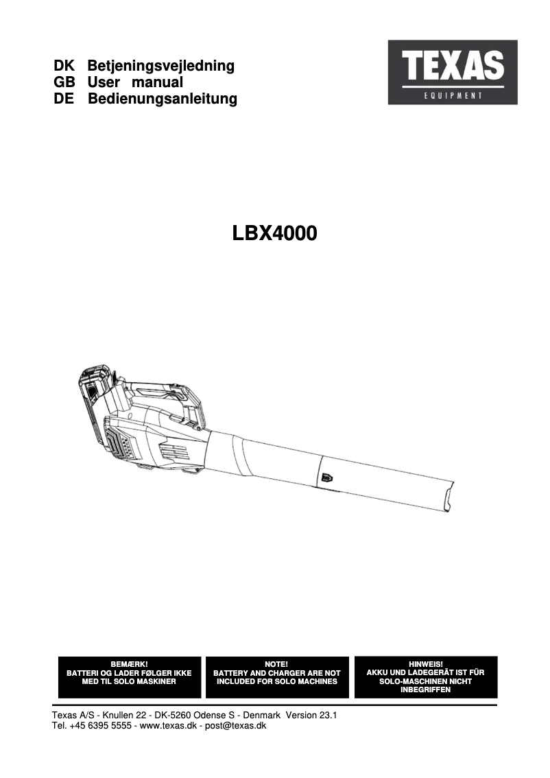 Image de la première page du manuel de l'appareil LBX4000