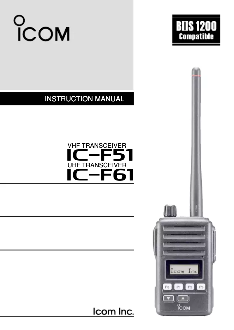 Page n°1 - Manuel utilisateur ICOM IC-F51