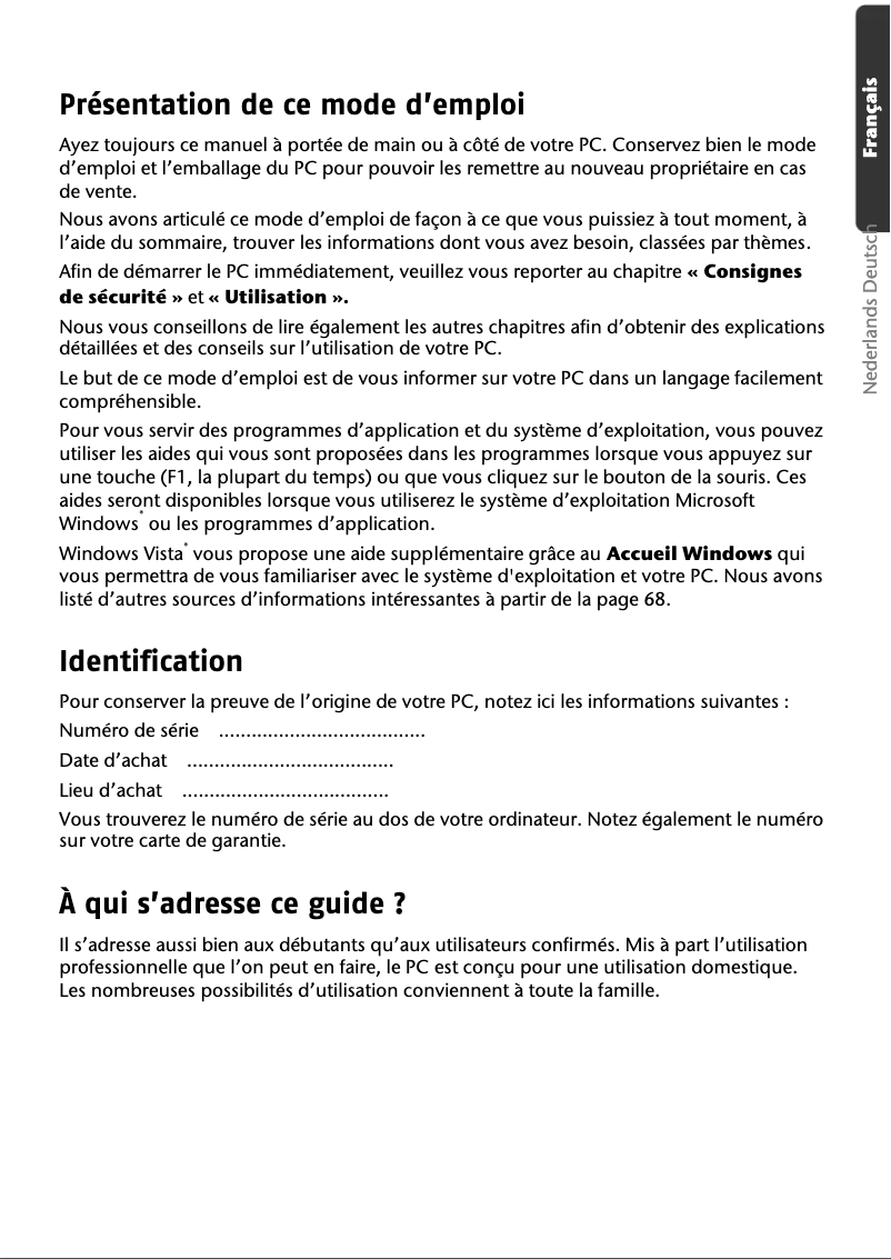Page 1 de la notice Manuel utilisateur Medion MD 96630