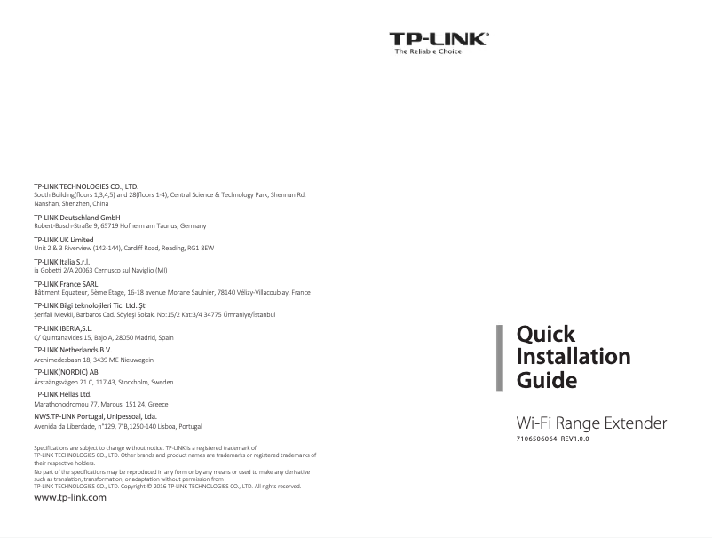 Page 1 de la notice Guide d'installation TP-Link TL-WA850RE