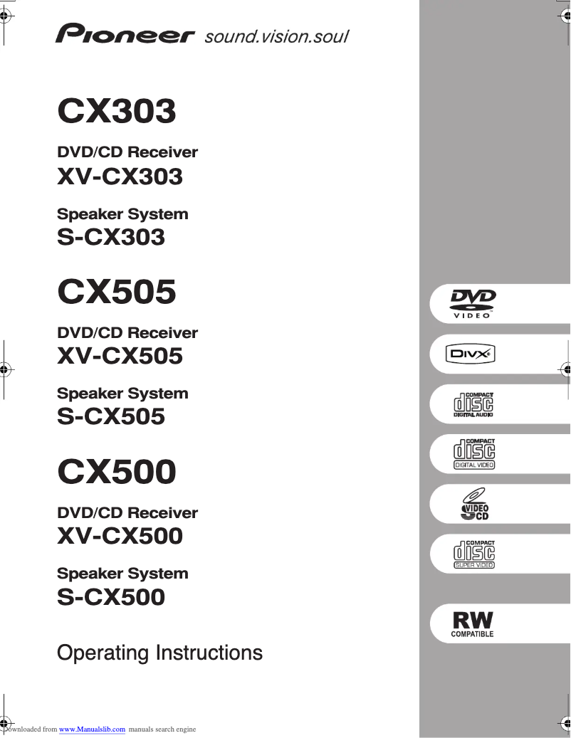 Page n°1 - Manuel utilisateur Pioneer S-CX500