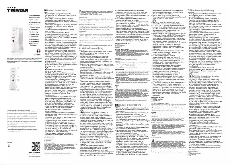 Page 1 de la notice Manuel utilisateur TriStar KA-5103CH