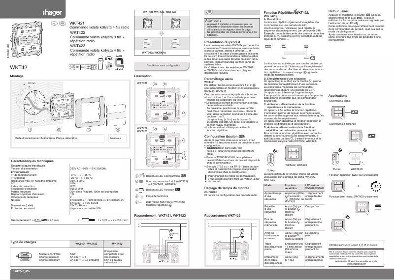 Page n°1 - Manuel utilisateur Hager WKT722B