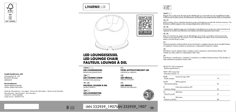 Image de la première page du manuel de l'appareil Fauteuil lounge à DEL