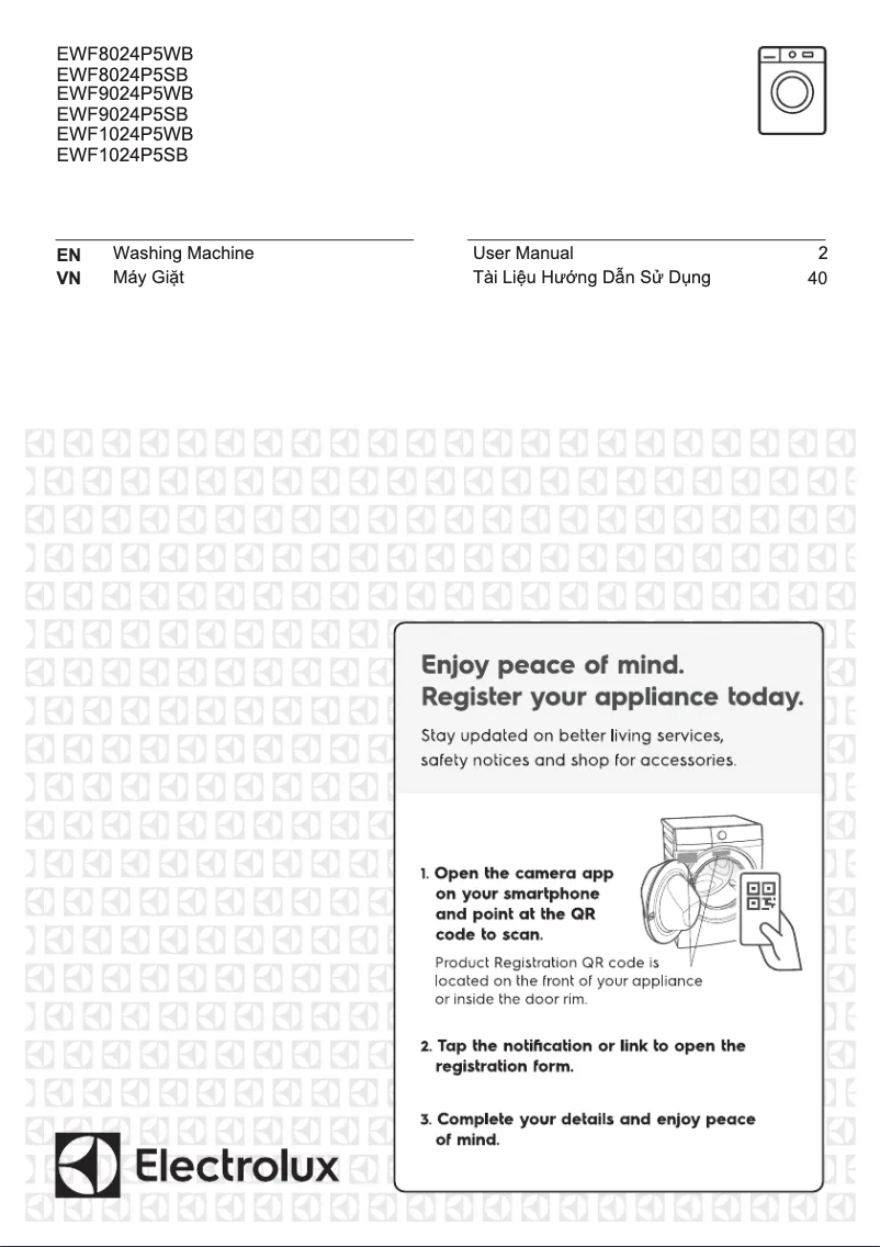 Page 1 de la notice Manuel utilisateur Electrolux EWF8024P5SB