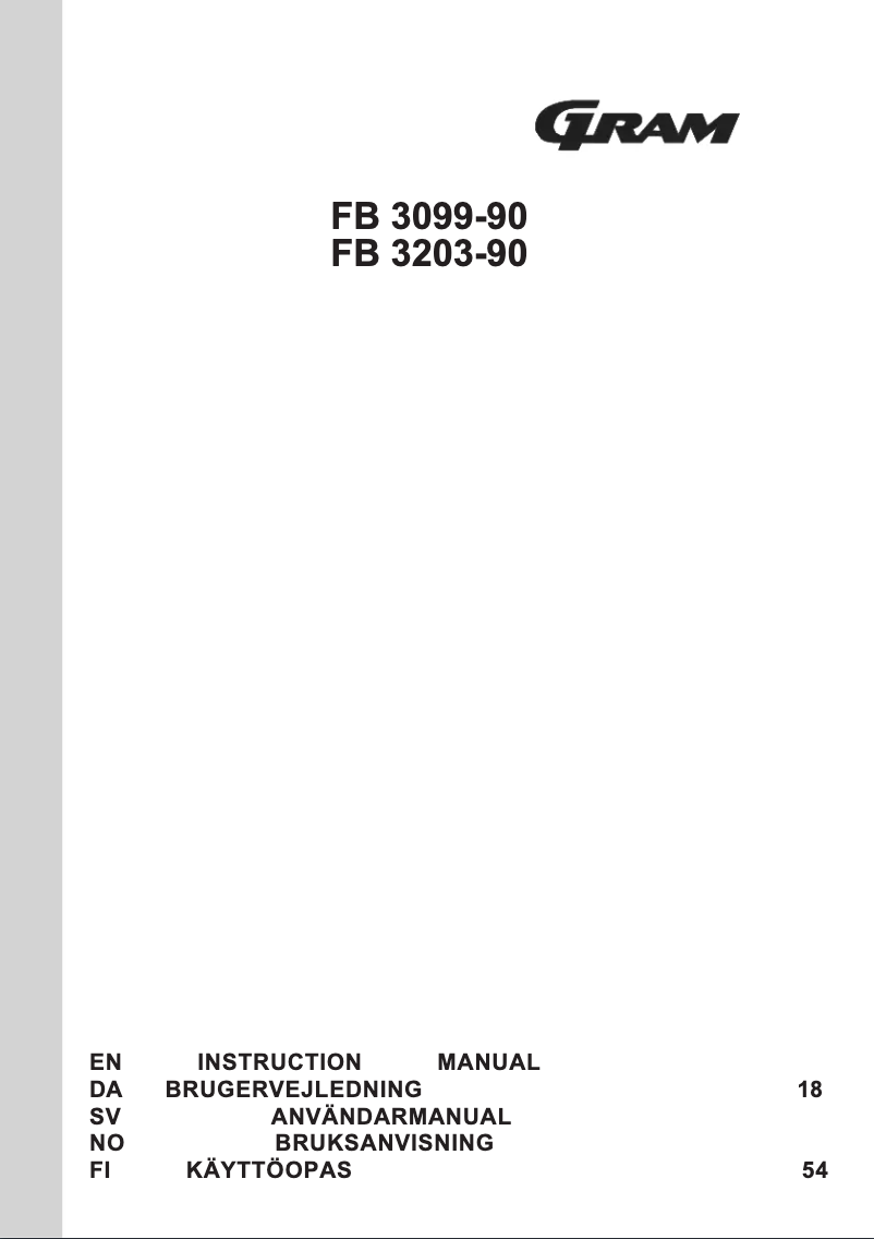 Page 1 de la notice Manuel utilisateur Gram FB 3203-90