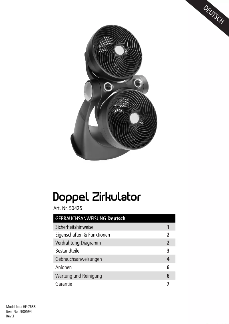 Image de la première page du manuel de l'appareil HF-7688