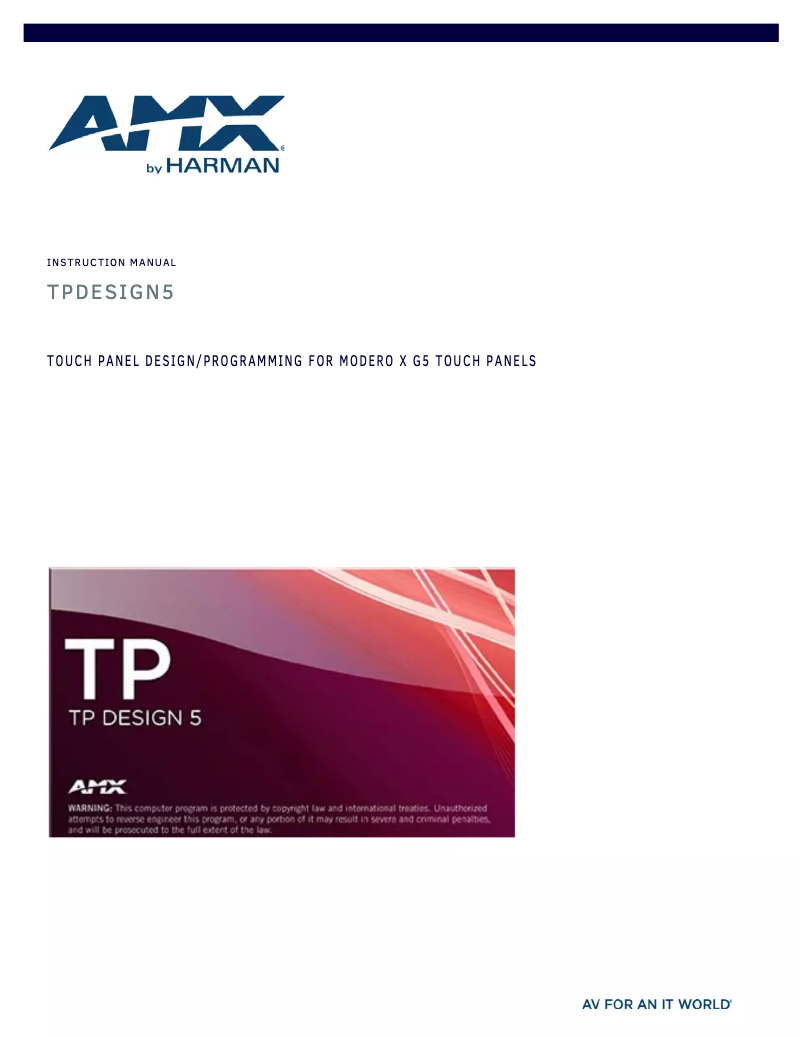 Page n°1 - Manuel utilisateur AMX TPDesign5